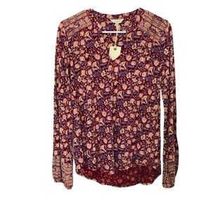 NWT Lucky Brand Floral BorderPrint long Sleeves XS